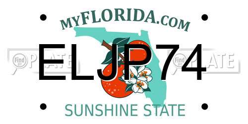 ELJP74 Florida License Plate