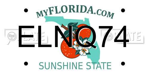 ELNQ74 Florida License Plate