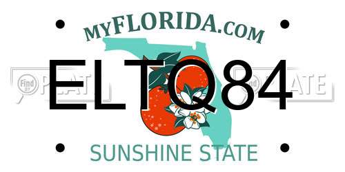 ELTQ84 Florida License Plate