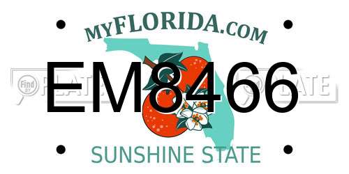 EM8466 Florida License Plate