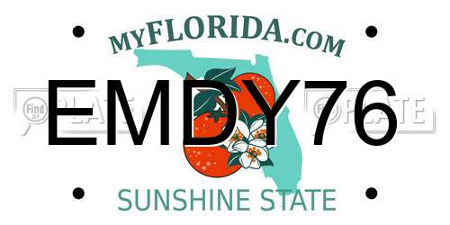 EMDY76 Florida License Plate