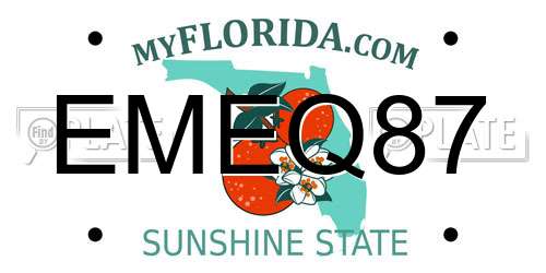 EMEQ87 Florida License Plate