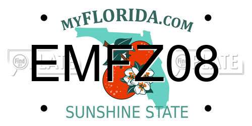 EMFZ08 Florida License Plate