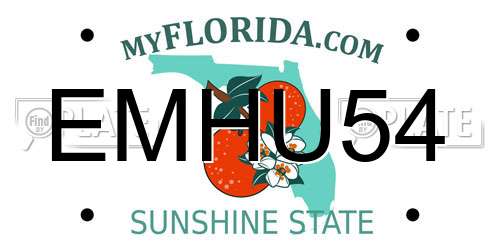 EMHU54 Florida License Plate