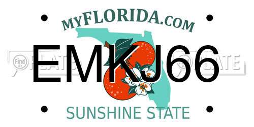 EMKJ66 Florida License Plate