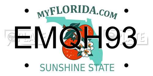 EMQH93 Florida License Plate