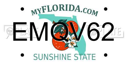 EMQV62 Florida License Plate