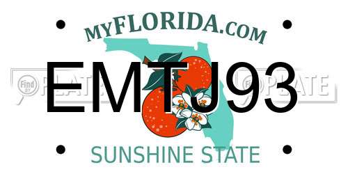 EMTJ93 Florida License Plate