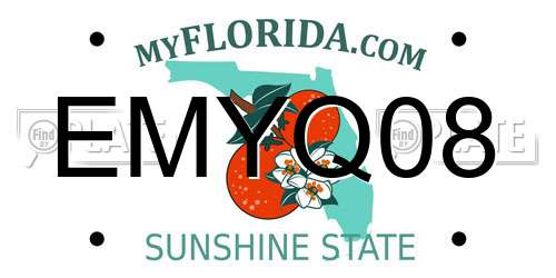 EMYQ08 Florida License Plate