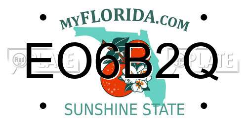 EO6B2Q Florida License Plate