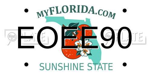 EOEE90 Florida License Plate