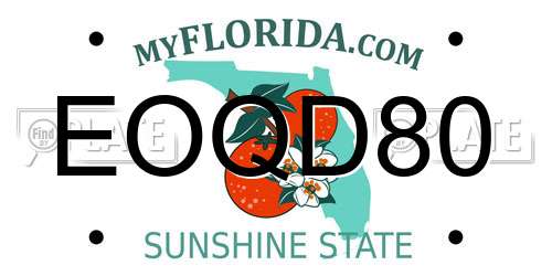 EOQD80 Florida License Plate