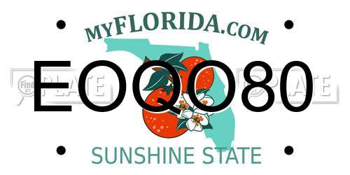 EOQO80 Florida License Plate