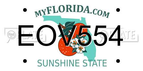 EOV554 Florida License Plate