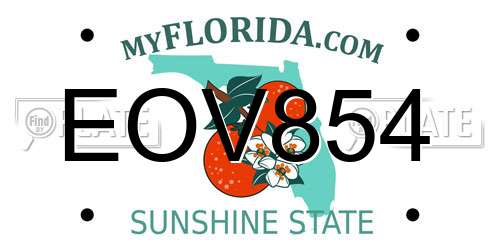 EOV854 Florida License Plate