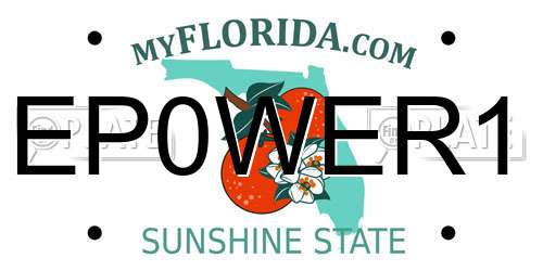 EP0WER1 Florida License Plate