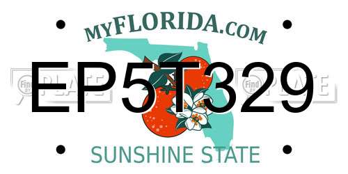 EP5T329 Florida License Plate