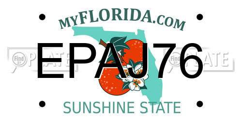 EPAJ76 Florida License Plate