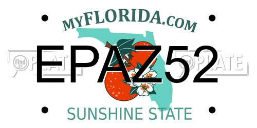 EPAZ52 Florida License Plate