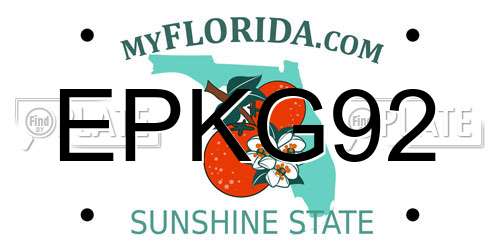 EPKG92 Florida License Plate