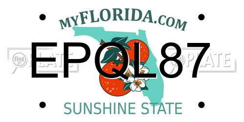 EPQL87 Florida License Plate