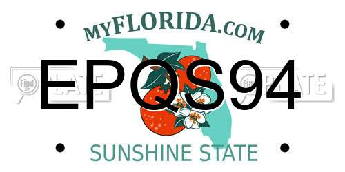 EPQS94 Florida License Plate
