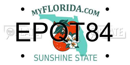 EPQT84 Florida License Plate