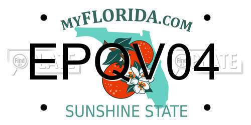 EPQV04 Florida License Plate