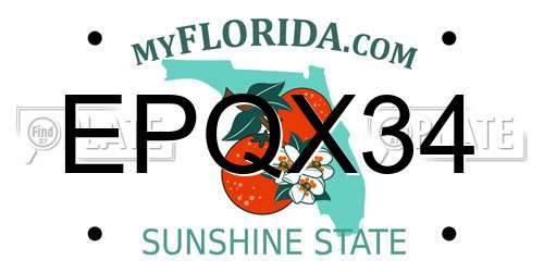 EPQX34 Florida License Plate