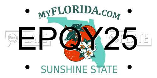 EPQY25 Florida License Plate
