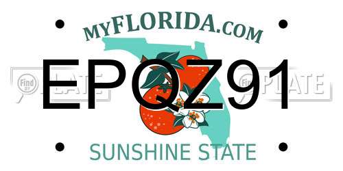 EPQZ91 Florida License Plate