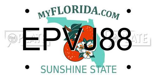 EPVJ88 Florida License Plate