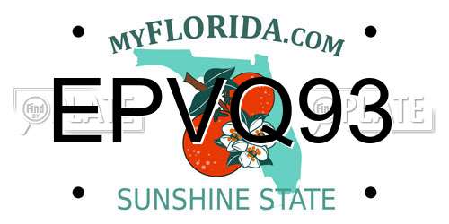 EPVQ93 Florida License Plate