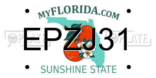 EPZJ31 Florida License Plate