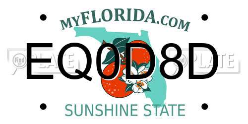 EQ0D8D Florida License Plate