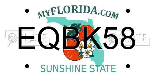 EQBK58 Florida License Plate