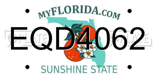 EQD4062 Florida License Plate