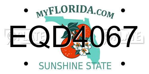 EQD4067 Florida License Plate