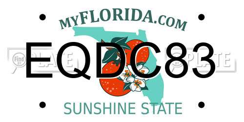 EQDC83 Florida License Plate