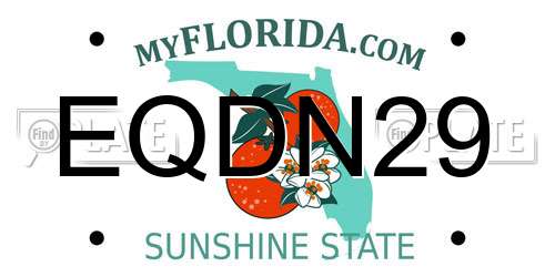 EQDN29 Florida License Plate