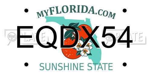 EQDX54 Florida License Plate