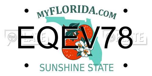 EQEV78 Florida License Plate