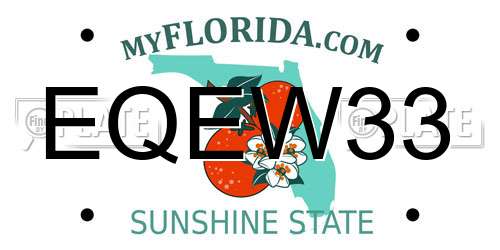 EQEW33 Florida License Plate