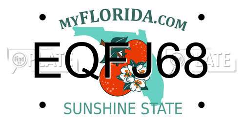 EQFJ68 Florida License Plate