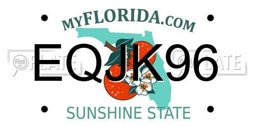 EQJK96 Florida License Plate