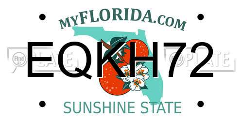EQKH72 Florida License Plate