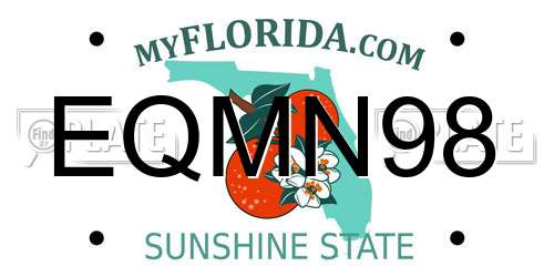 EQMN98 Florida License Plate