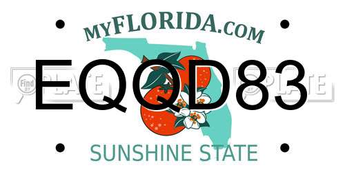 EQQD83 Florida License Plate