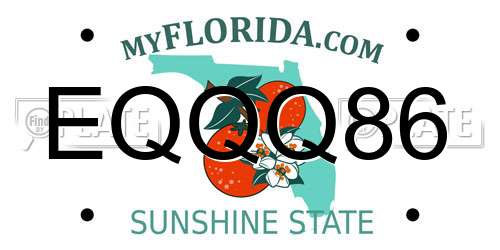 EQQQ86 Florida License Plate
