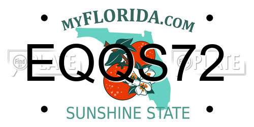 EQQS72 Florida License Plate
